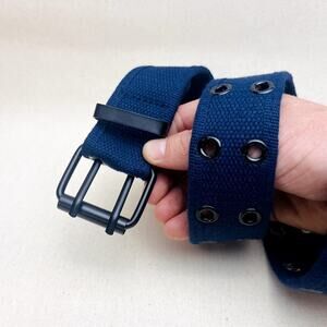 2000s round studded felt tactical navy blue grunge belt
